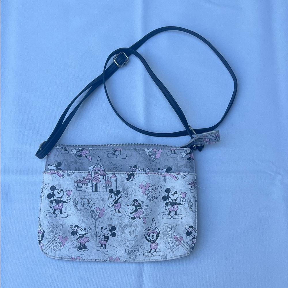 Disney Castle and Mickey Crossbody Bag - Gray and Pink